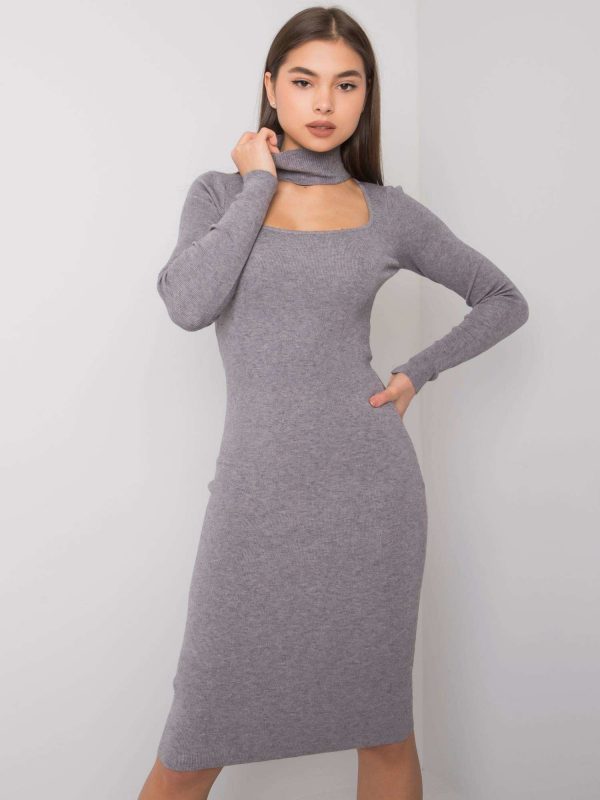 Grey Edda OCH BELLA Turtleneck Dress