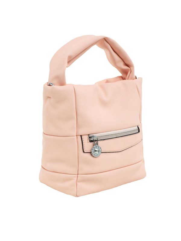 Pink eco-leather handbag with handle