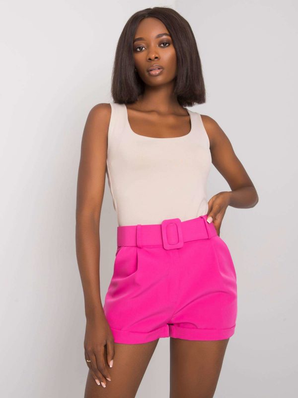 Dark pink shorts with belt Mabinty