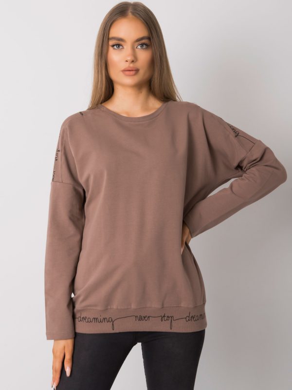 Othilie Brown Long Sleeve Cotton Blouse