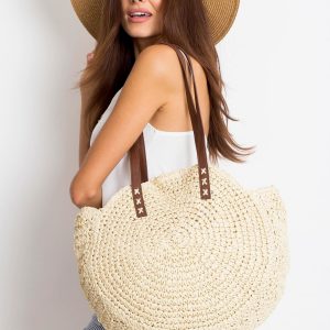 Light Beige Braided Ladies Bag