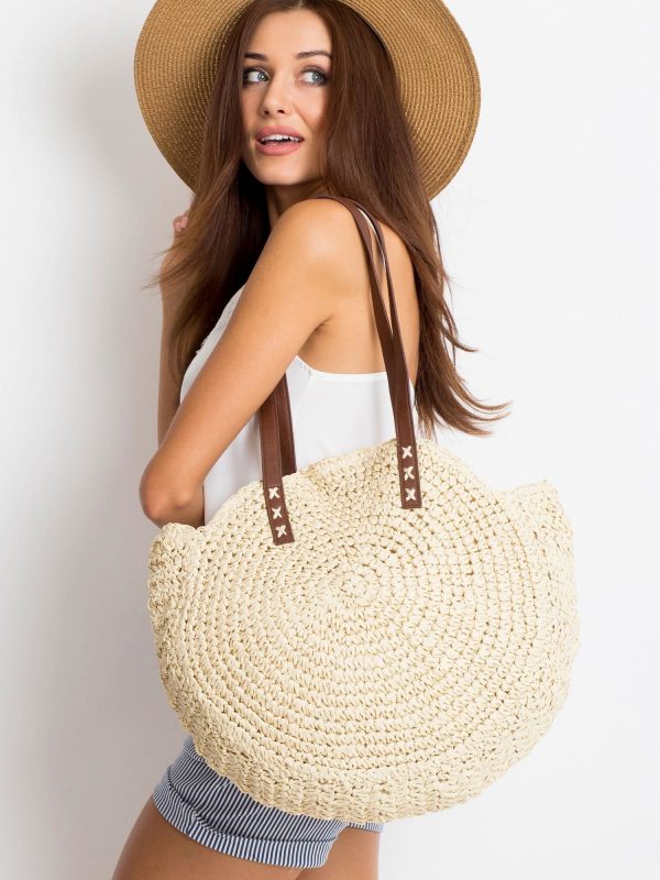 Light Beige Braided Ladies Bag