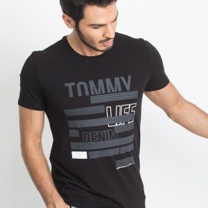 TOMMY LIFE Black Men's T-Shirt