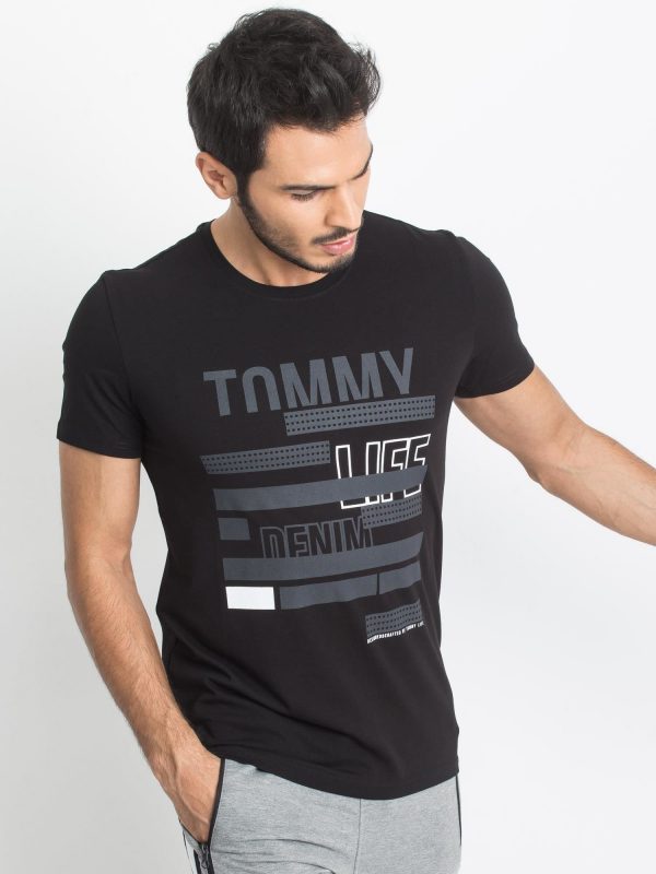 TOMMY LIFE Black Men's T-Shirt