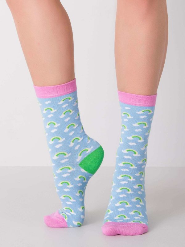 Blue Patterned Ladies Socks