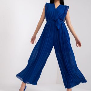 Dark Blue Women's Pleated Jumpsuit