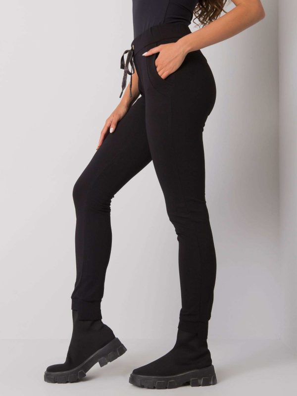 Davina Black Cotton Sweatpants