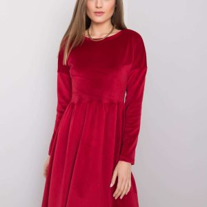 Burgundy velour dress Mauriel RUE PARIS