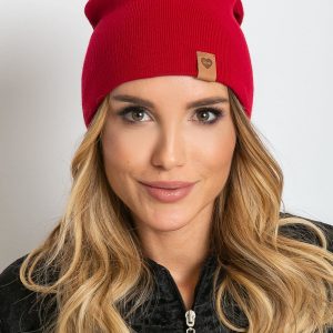 Dark red beanie hat with wool