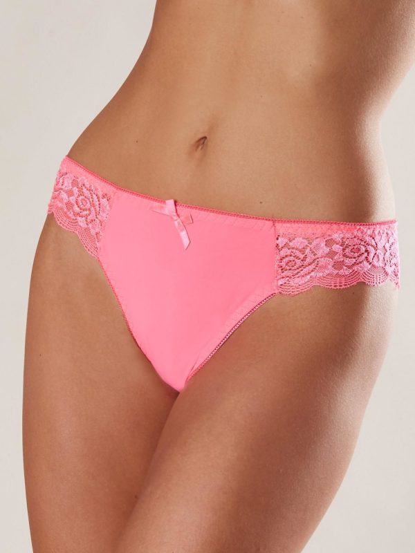 Fluo pink briefs with lace back