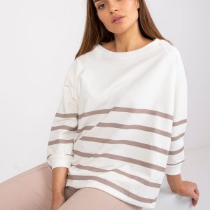 Ecru-dark beige striped blouse Sydney RUE PARIS