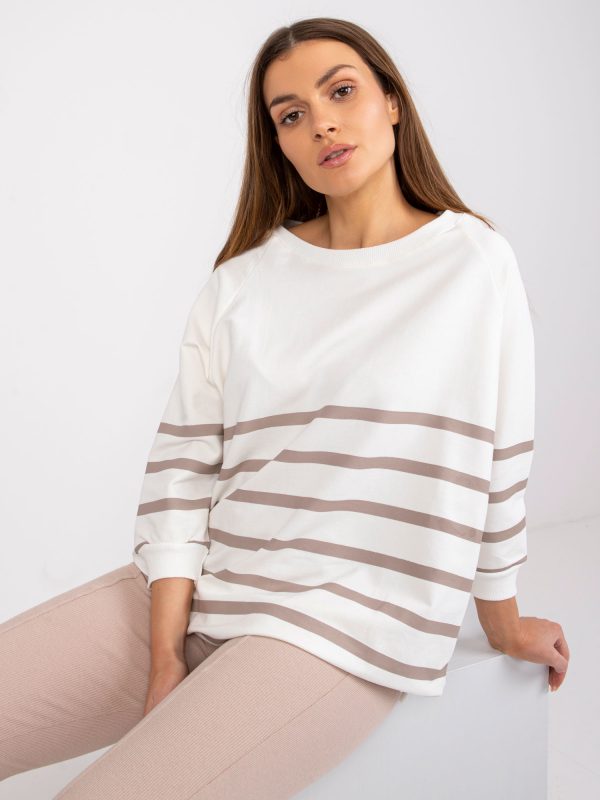 Ecru-dark beige striped blouse Sydney RUE PARIS