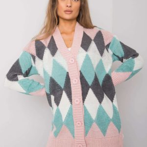 Pink and mint button-up sweater Arden RUE PARIS