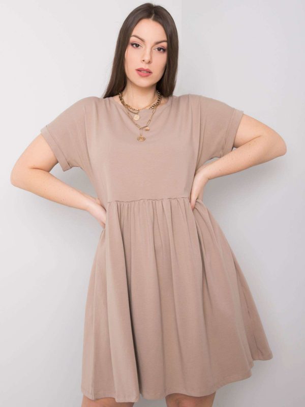 Dark Beige Plus Size Short Sleeve Molly Dress