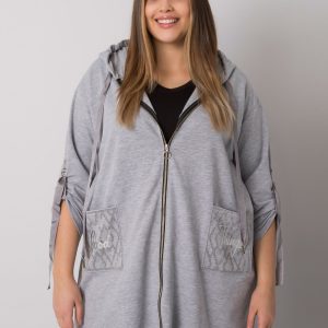 Grey melange plus size zipper sweatshirt Zurich