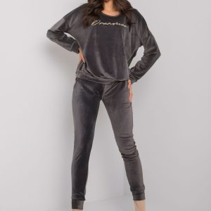 Dark grey two-piece velour set Fidenza RUE PARIS