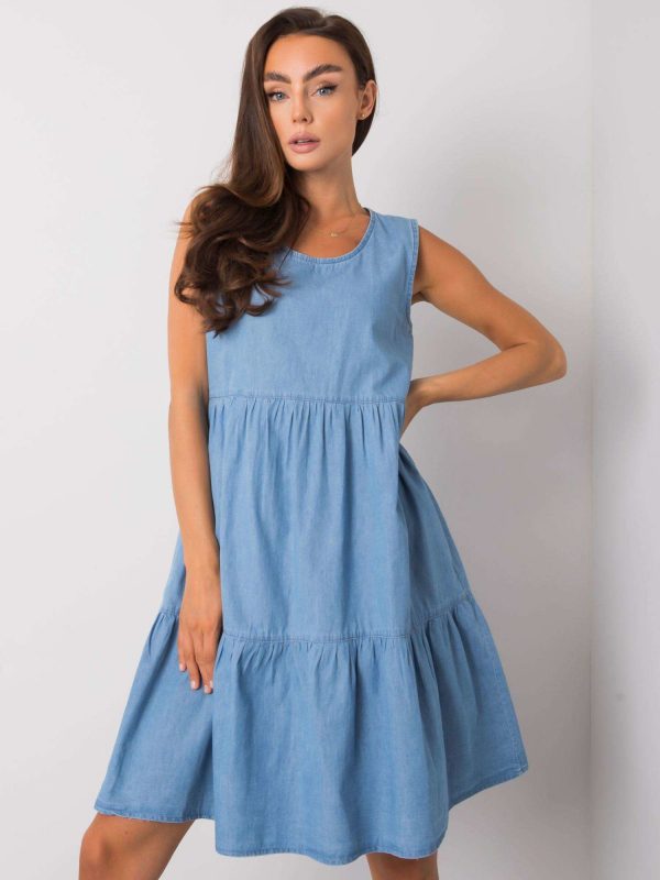 Delfine RUE PARIS blue ruffle dress