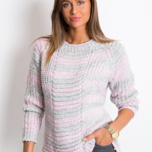 Cary's pink-gray sweater