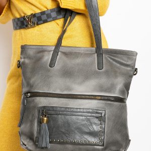 Grey eco leather handbag