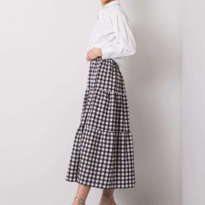 Tahira RUE PARIS black plaid skirt