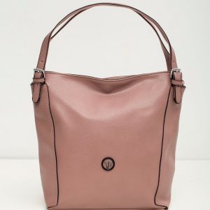 Elegant dirty pink eco leather bag with logo