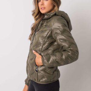 Khaki transitional jacket with hood Milania