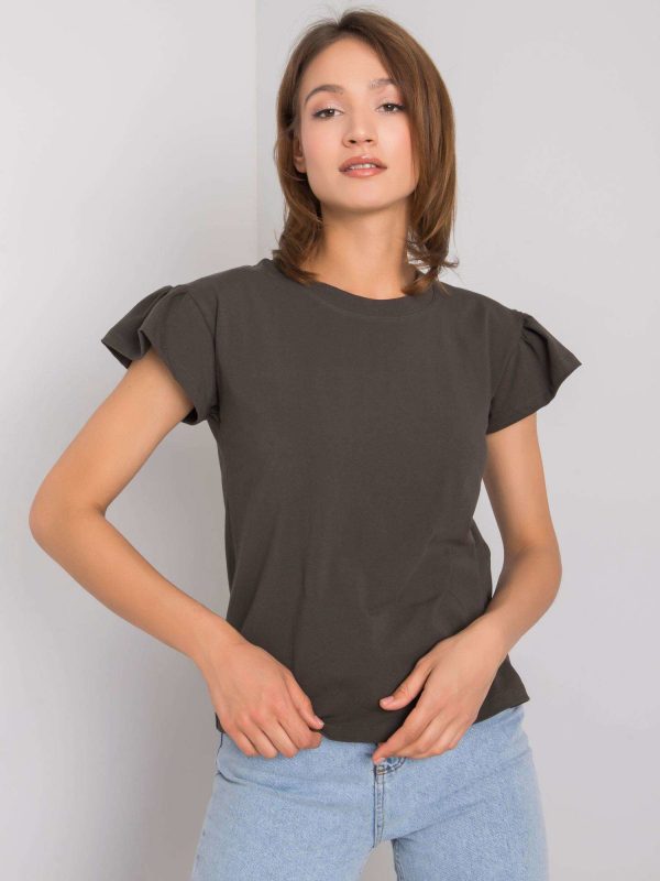 Dark khaki cotton blouse Ansley RUE PARIS