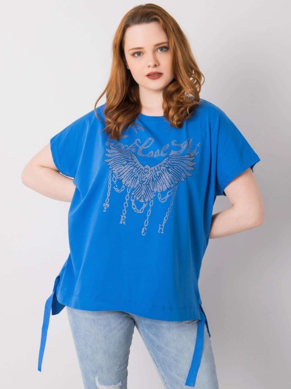 Blue Plus Size Sherry Cotton Blouse