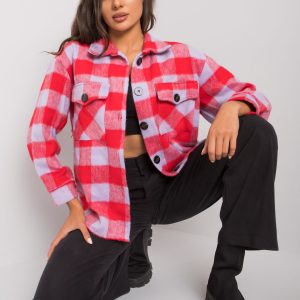 Melana's red and lilac plaid shirt