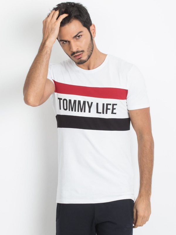 TOMMY LIFE Men's White T-Shirt