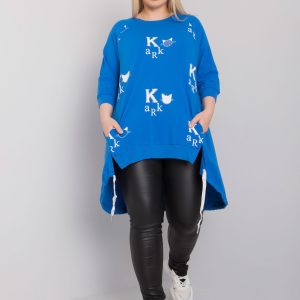 Dark Blue Plus Size Tunic with Dashay Prints