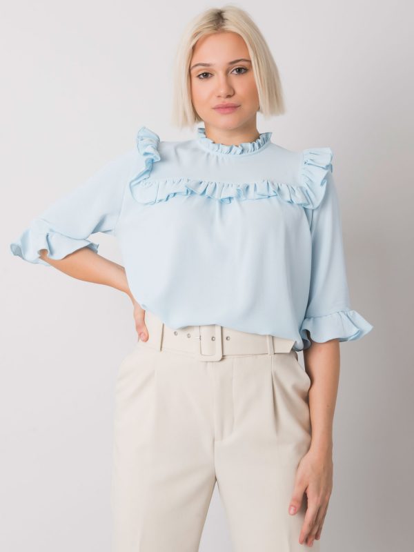 Light blue blouse with frills Limassol RUE PARIS