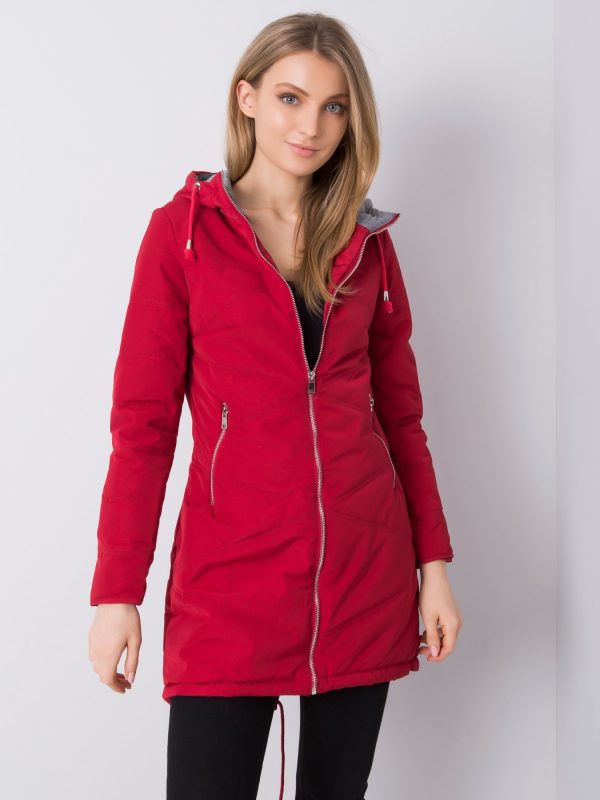 Red long jacket with hood