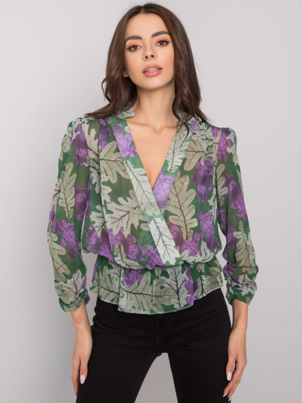 Barrie Print Green Chiffon Blouse