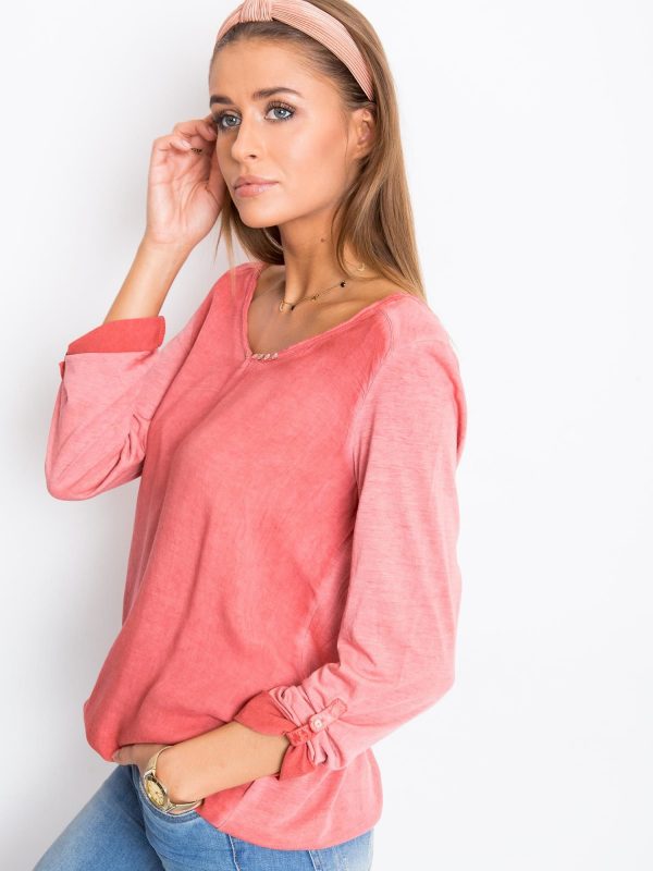 RUE PARIS Coral Blouse Baddie