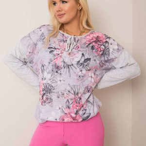 Gray and pink blouse plus size Joy