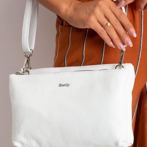 White Genuine Leather Ladies Handbag