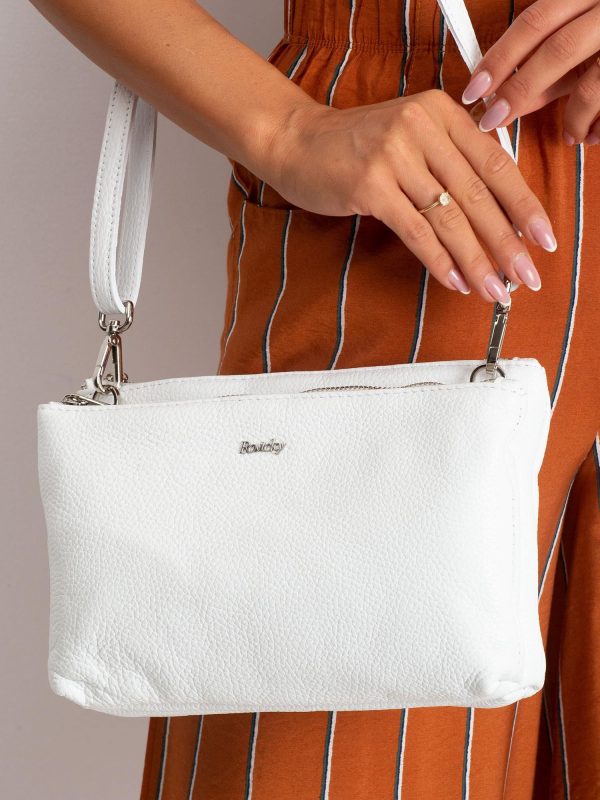 White Genuine Leather Ladies Handbag