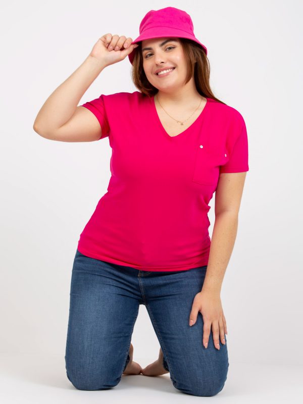 Fuchsia Smooth Plus Size Cotton T-Shirt