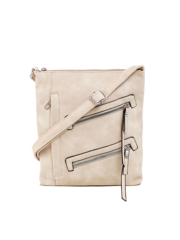 Beige eco-leather bag with pockets