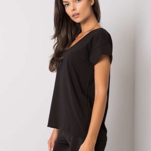 Black blouse with a neckline on the back Fadia