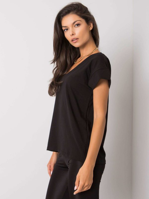 Black blouse with a neckline on the back Fadia