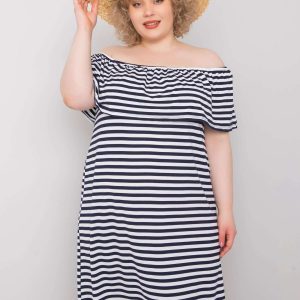 Navy and White Plus Size Striped Annabel Dress