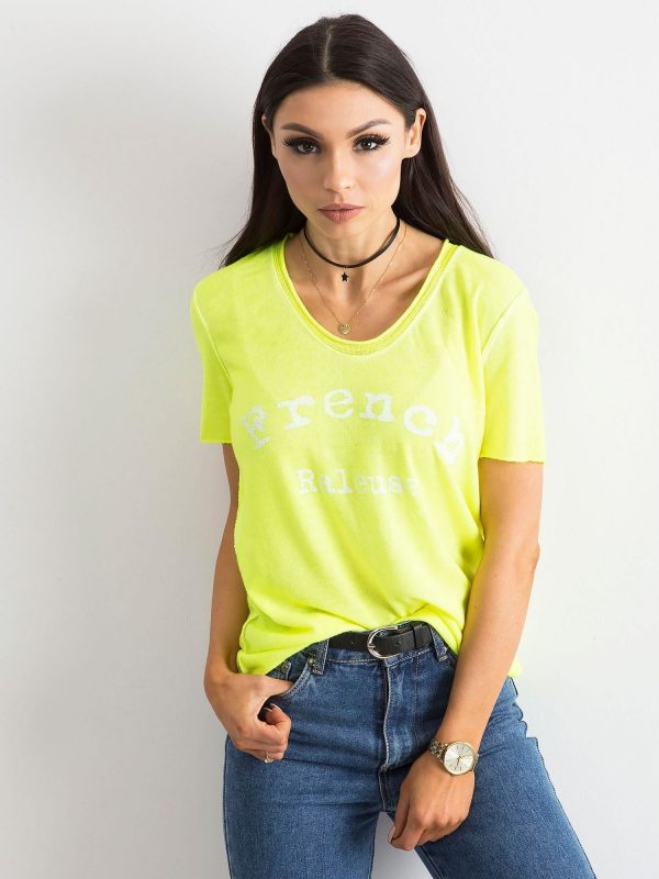 Fluo yellow blouse with inscription