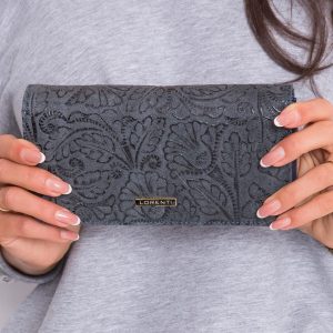 Grey Large Patterned Wallet