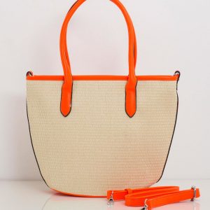 Beige and orange handbag with braid