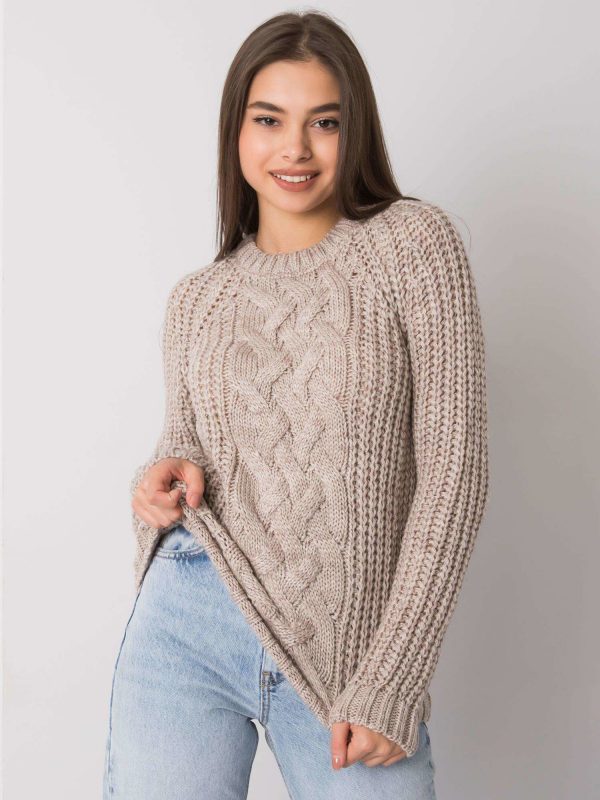 Light beige sweater with braids Belfast RUE PARIS