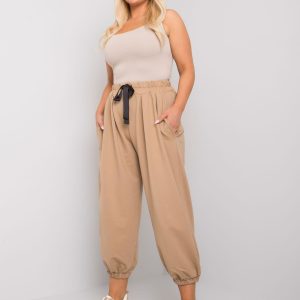 Beige plus size sweatpants with wide leg Ferro