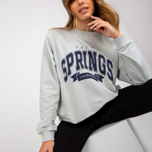 Grey-navy blue hoodless sweatshirt with pockets