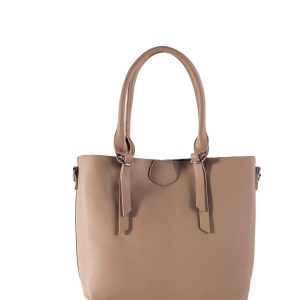 Beige capacious shoulder bag with handles